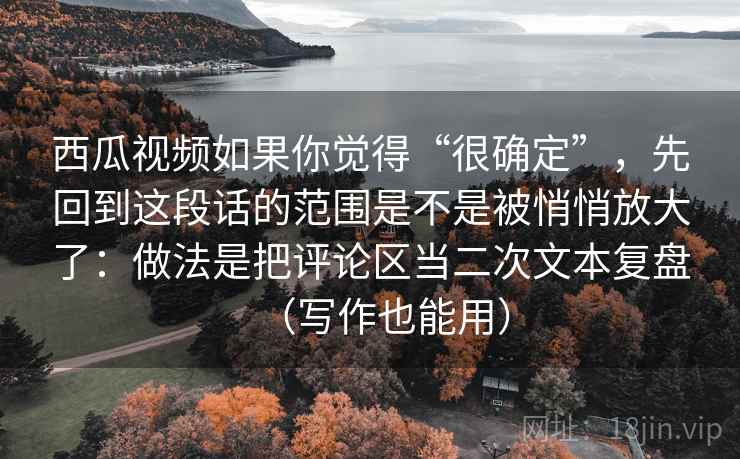 西瓜视频如果你觉得“很确定”,先回到这段话的范围是不是被悄悄放大了:做法是把评论区当二次文本复盘(写作也能用)